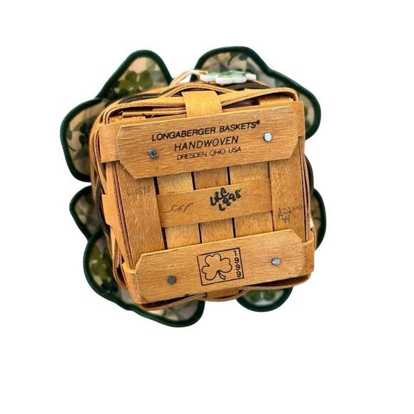 Longaberger St Patricks Day Shamrock Basket W Handle Fabric Tie And Liner 1999 - Picture 6 of 6